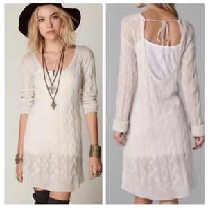 FREE PEOPLE Women's Alpaca Wool Blend Knit Sweater Dress Tie Back Sz L